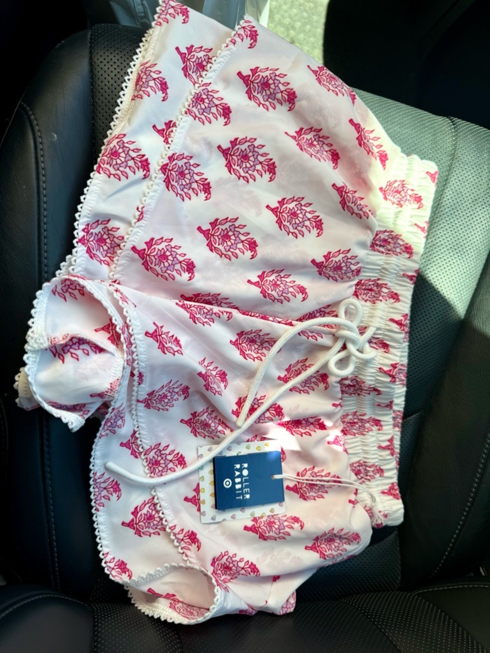 Roller Rabbit White Shorts with Hot Pink Floral Print